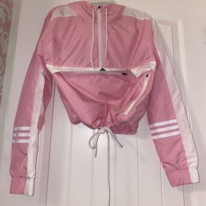 Adidas cropped windbreaker / raincoat - light pink
